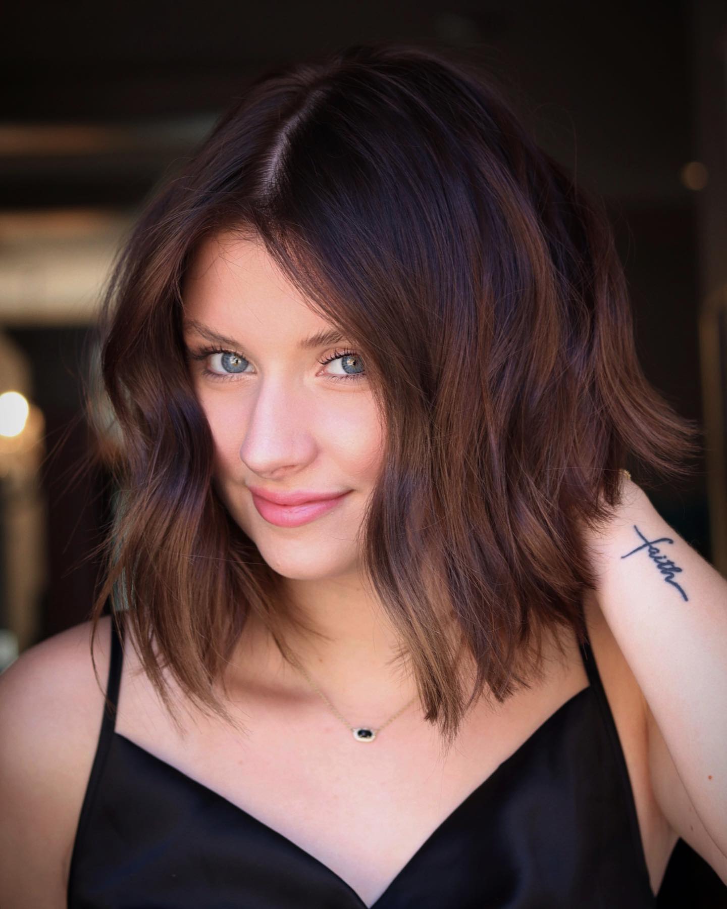 Rich Cinnamon Balayage for Brunette Bob